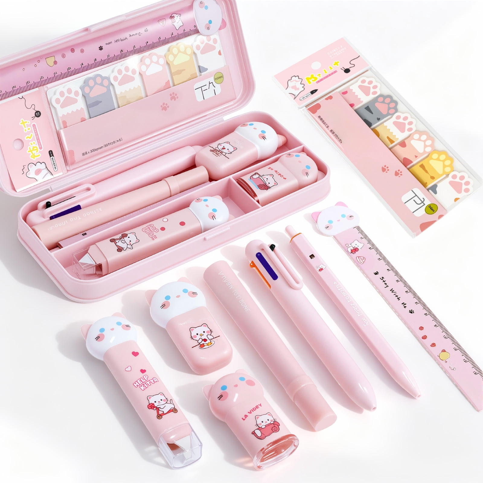 Süßes Katzen-Stationery-Set Mit Stifthalter & Mäppchen – 15-teilig & Kawaii