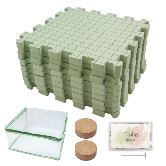 9Pcs Knitting Blocking Mat with 100Pcs 38mm T Pin 32x32cm Foam Crochet Blocking Board For Granny Squares Making