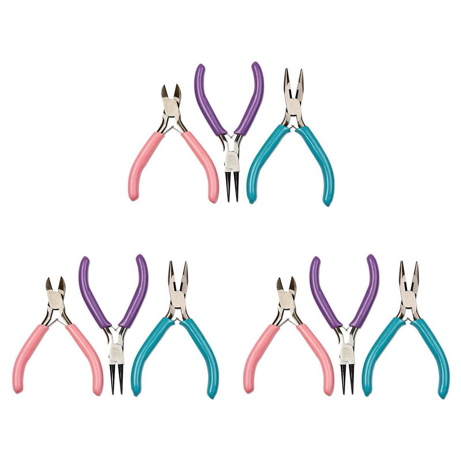 9Pcs Diy Craft and Jewelry Tool Pliers Chain Nose Plier Cutter Plier Round Nose Plier for Beading Jewelry Making