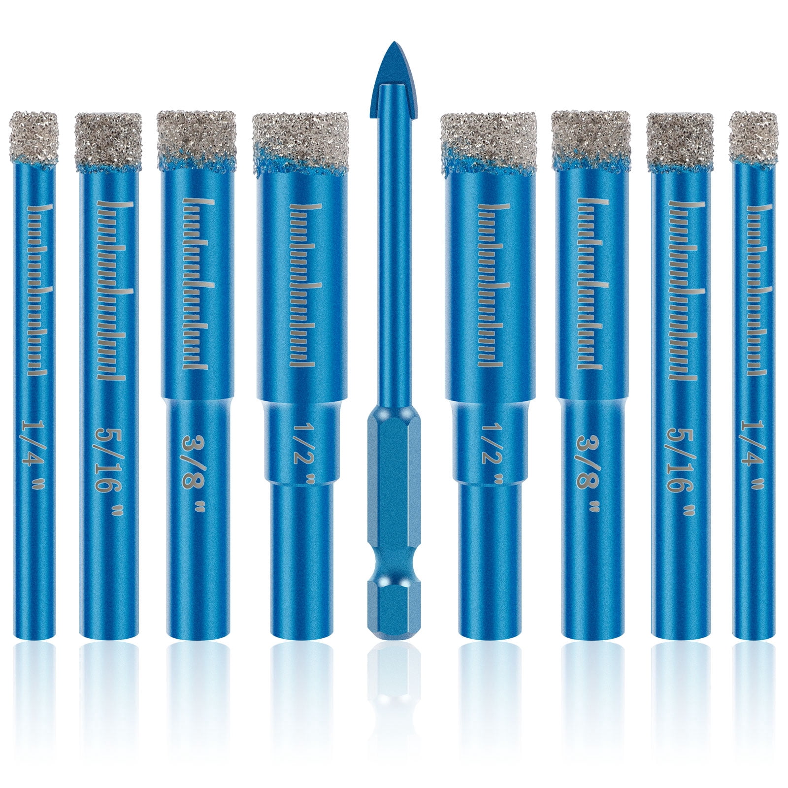 Anglekai 9PCS Dry Diamond Drill Bits Set – Core Drill Bits For Tile, Glass, Porcelain, With Storage Case