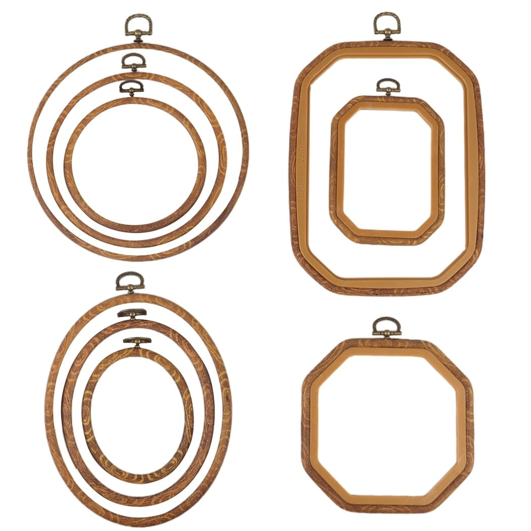 9Pcs Embroidery Hoops, Flexible Round Cross Stitch Hoops, Octagonal Embroidery Rings, Imitated Cross Stitch Rings, Craft Sewing Supplies for Adult Teenerger Beginner