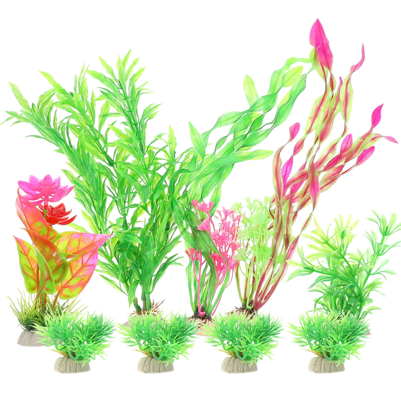 9Pcs Fake Plants for Aquarium Desktop Aquarium Plants Decorative Fish
