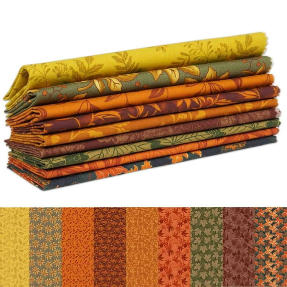 9Pcs Fat Quarter Bundle 100% Cotton DIY Making Supplies Quilting, Fabric for Quilting Patchwork Cushions Cotton Fabric for Patchwork 18" x 22" - Autumn Serenity