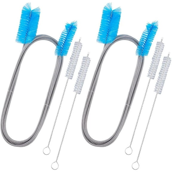 9Pcs Flexible Drain Brush Set Metal Stainless Steel Double Ended Elastic Hose Cleaners Long Straw Pipes Cleaning Tool Brushes for Home Bathroom Sink Shower Kitchen Plumbing