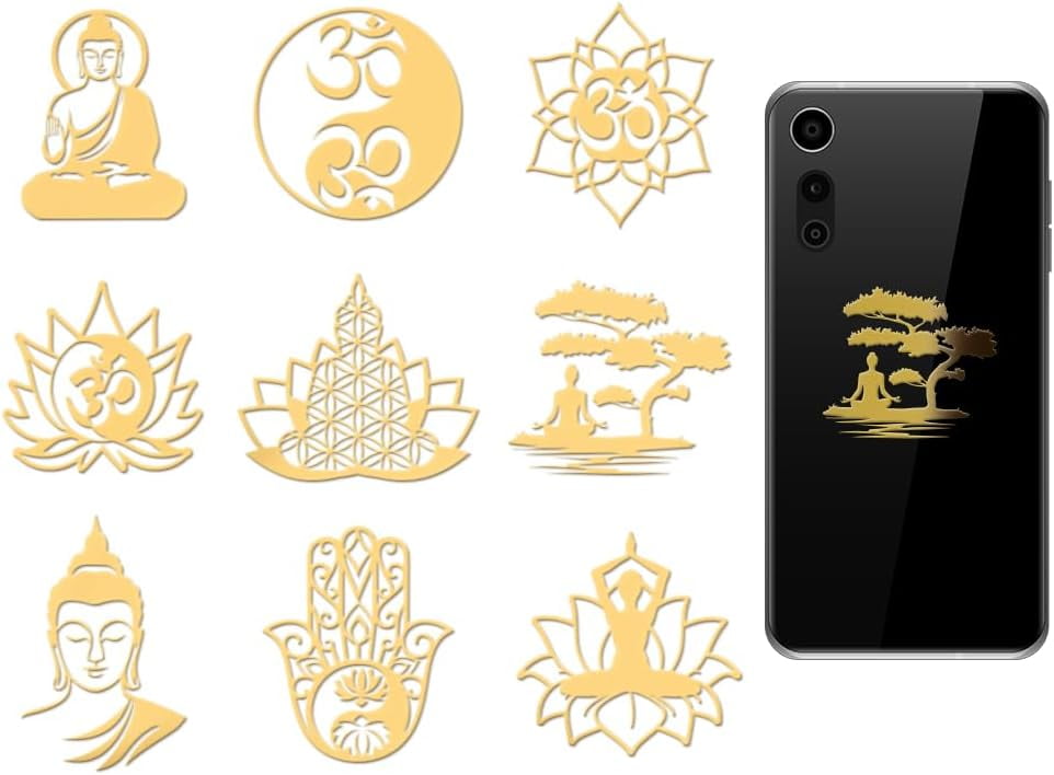 9Pcs Golden Metal Stickers 1.6x1.6 Inch Gold Sticker Tai Chi Self ...