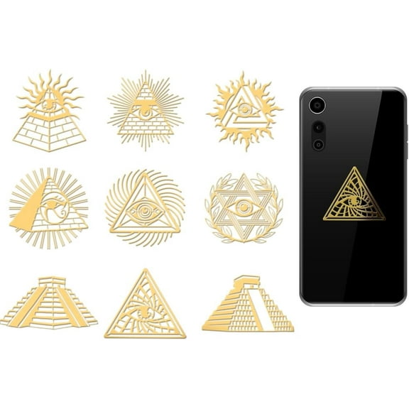 9Pcs Golden Metal Stickers 1.6x1.6 Inch Pyramids Gold Sticker Egypt Self Adhesive Stickers Pyramids Eyes Pattern Metal Crafts Sticker for DIY DIY Scrapbooking DIY Crafts Resin Decoration