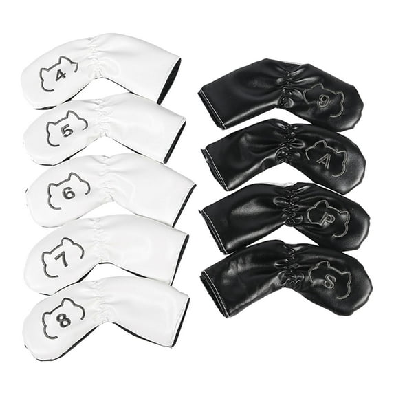 9Pcs Golf Iron Club Head Covers Set Golf Wedge Covers Set with Number Tags 4-9,P,A,S PU Golf Iron Headcovers for Men Women Golf Accessories