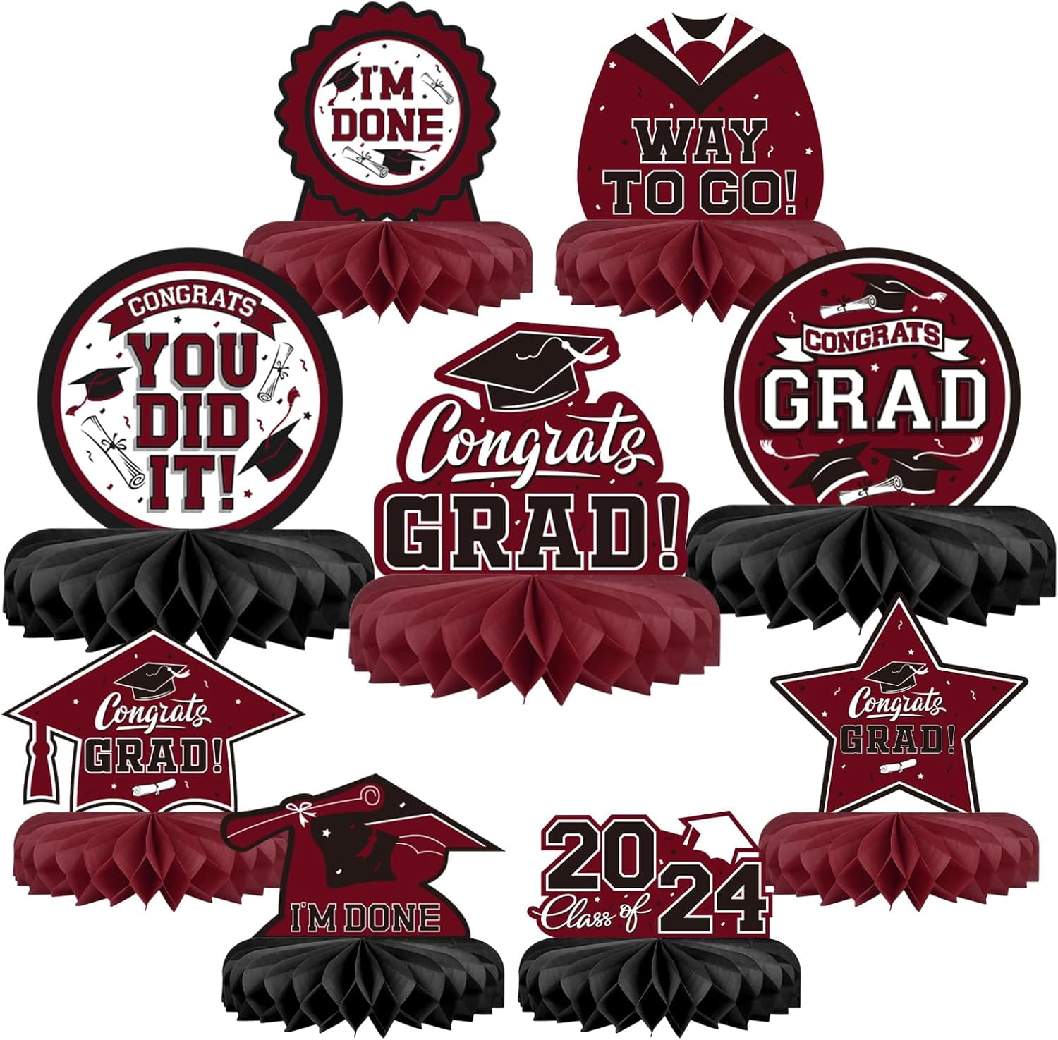 9Pcs Graduation Party Decorations Class of 2024 Congrats Grad Table ...