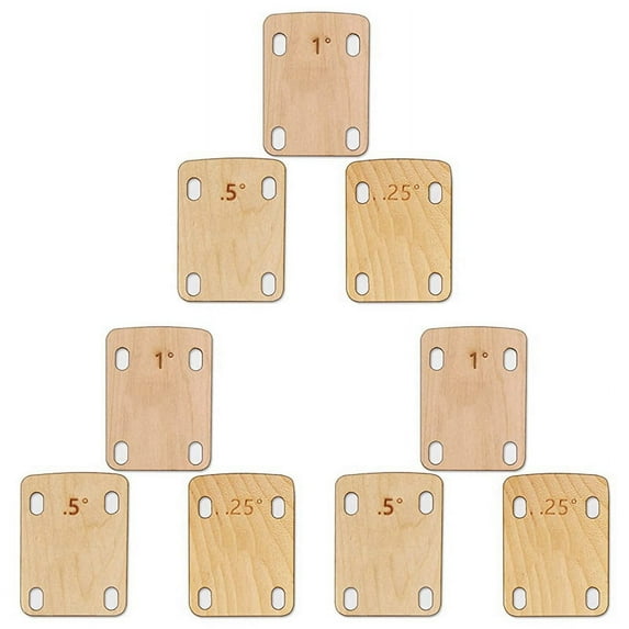 9Pcs Guitar Neck Shims, Solid Maple Wood Guitar Neck Shim Protection 0.25, 0.5 and 1 Degree Guitar Neck Plate Tool