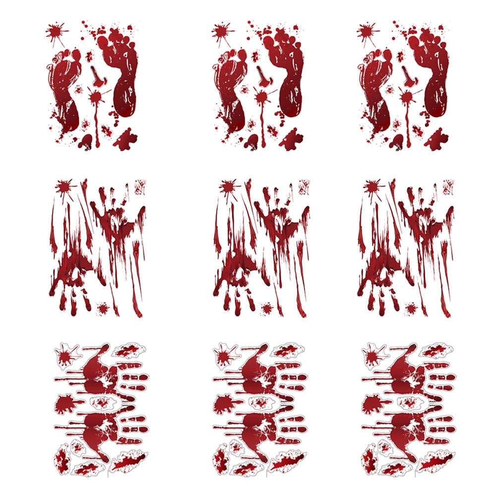 9Pcs Halloween Bloody Handprints Bloody Footprints Sticker PVC Sticker ...