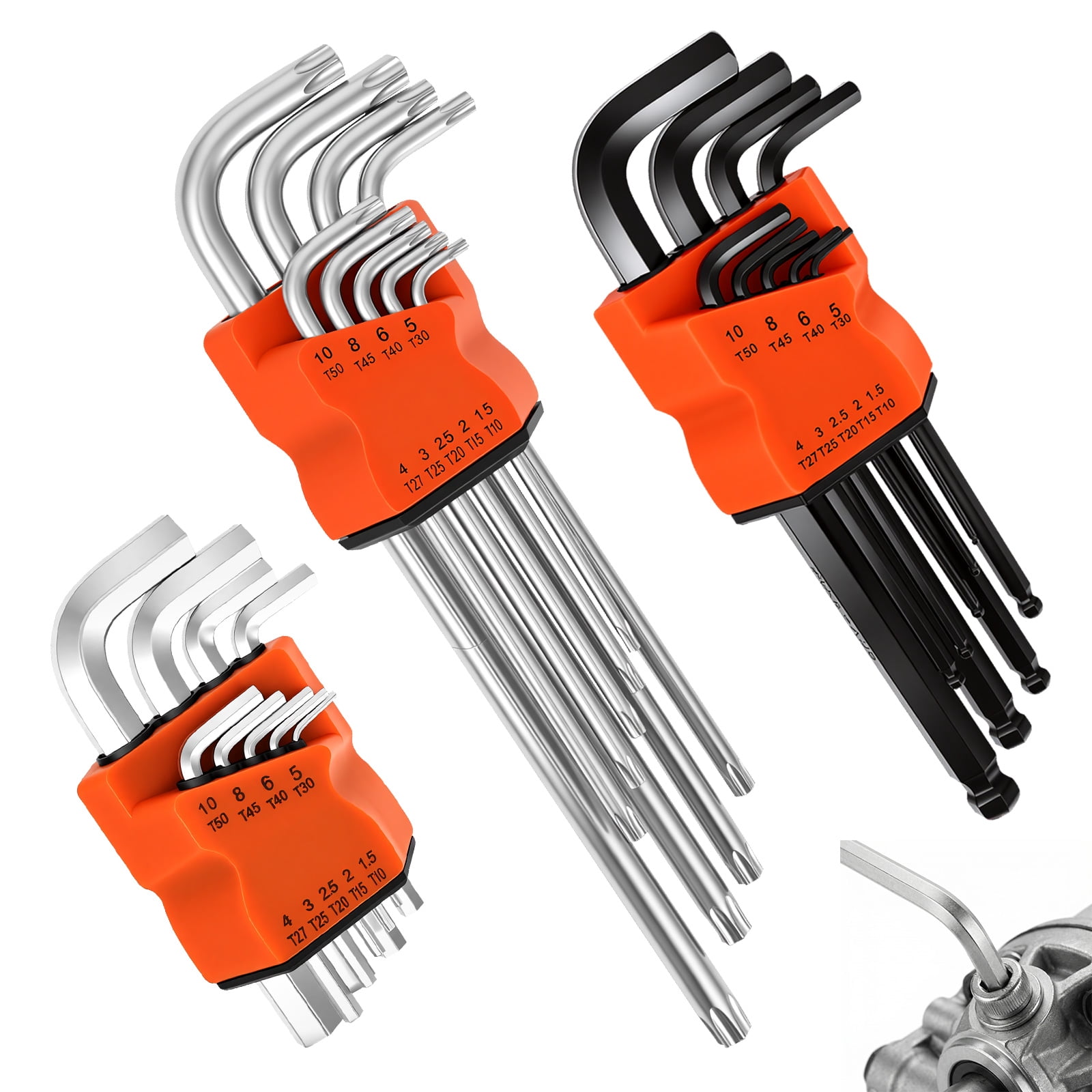 9Pcs Hex Key Set Portable Long Ball End Hex Wrench Torx Key Set Practical Multi Size Allen Wrench for Bicycle Motorcycle Scooter Repair