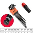 thumbnail image 1 of 9Pcs Hex Wrench Set Allen Wrench Tool Square Wrench Torx Inner Hexagonal Long Ball End L Key 1.5 - 10mm With T-handle, 1 of 9