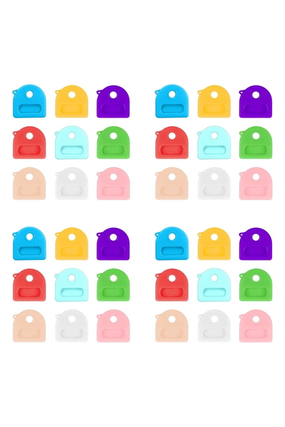 9Pcs Key Color Covers Key Markers Key Color Coded Stretchable Key Caps Key Identifiers For Standard Flat House Keys Anti Scratch Protective With Label Slots