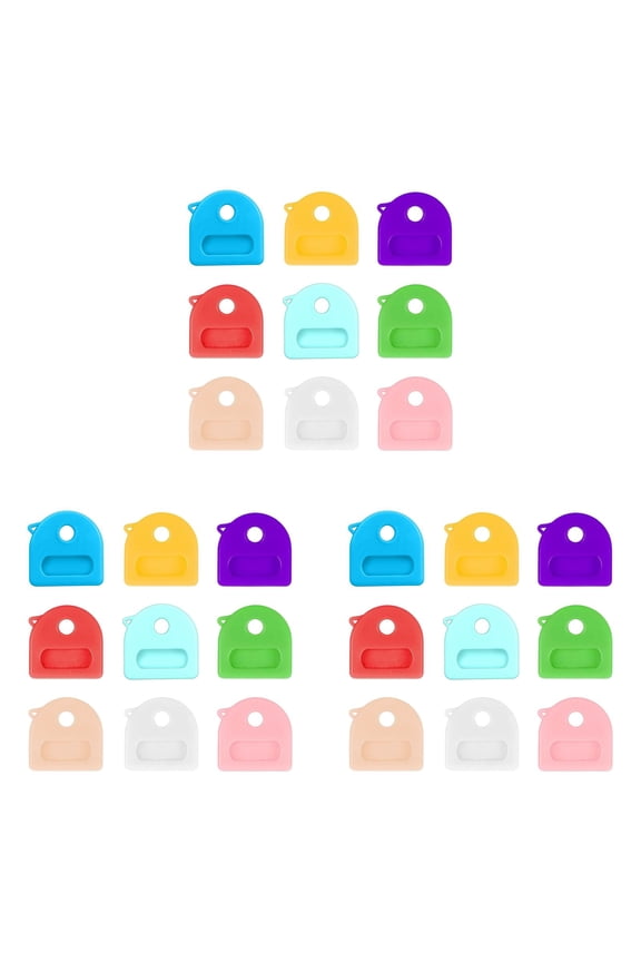 9Pcs Key Label Tags Key Colored Covers Key Color Coded Stretchable Key Caps Key Identifiers For Standard Flat House Keys Anti Scratch Protective With Label Slots
