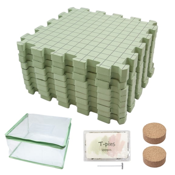9Pcs Knit Blocking Board 32x32cm Knitting Blocking Foam Pad with 100Pcs 38mm T Pin ffor Granny Squares Making
