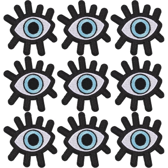 9Pcs Lucky Iron On Patches Stick On Patch Costume Accessories Appliques for Jacket Jeans Quilt Backpack Black 3x2.6x0.06in