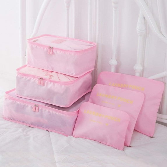 9Pcs Magik Waterproof Clothes Storage Bags Packing Cube Travel Luggage Organizer Pouch (Pink)