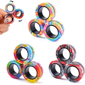 9Pcs Magnet Rings Fidget Toy Set, ADHD Fidget Toys for Adult, Magnets Fidget Spinner Rings for Anxiety Relief, Christmas Stocking Stuffers Gifts for Teen Boy Adults