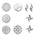 thumbnail image 1 of 9Pcs Meat Grinder Plate Discs, Meat Grinder Attachment, Grinding Blade Food Grinder Accessories Meat Grinder Parts Blade, for Meat Grinder, 1 of 8