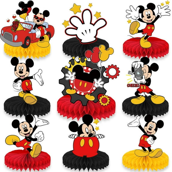 9Pcs Mickey Honeycomb Centerpieces 3D Table Decorations Table Deco Birthday Party Supplies Party Decoration