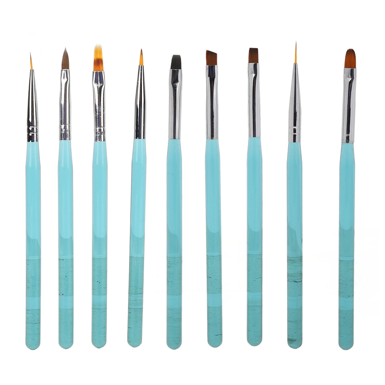 9Pcs Nail Art Brush Set Nylon Hair Nail Design Brushes with Transparent