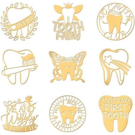 9Pcs Nickel Custom Self-adhesive Picture Stickers Independence Day Metal Decals Golden Tooth 40x40mm