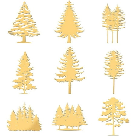 9Pcs Nickel Custom Self-adhesive Picture Stickers Independence Day Metal Decals Golden Tree 40x40mm