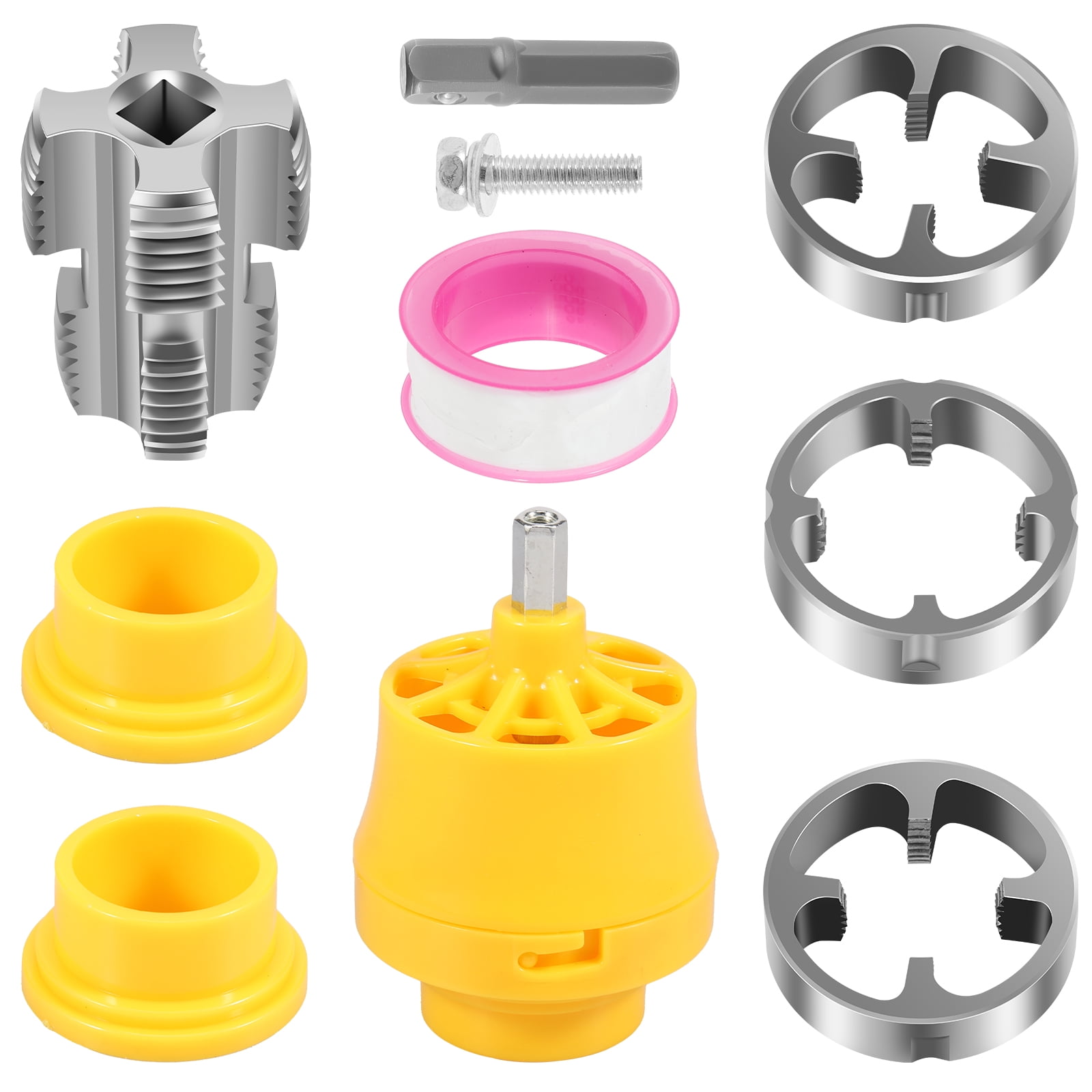 9Pcs PVC Thread Maker Tool Sturdy Electric Drill PVC Pipe Threader Kit ...