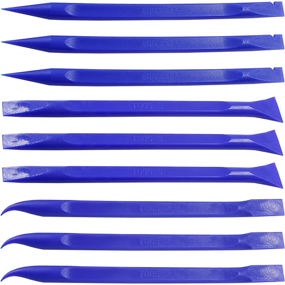 9Pcs Plastic Scraper Cleaning Tool Non-Scratch Carbon Fiber Multi-Purpose Stiff Scraper Pen-Shaped Scraper Tool for Paint, Stickers Label, Food, Tight Spaces, Crevices, Kitchen (Blue)