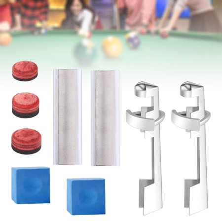 9Pcs Pool Cue Tip Repair Billiard Cue Tips Pool Cue Tip Repair Clamp Snooker Chalk Cubes for Training, Beginners, Outdoor Sports, Practice Argent Shaper