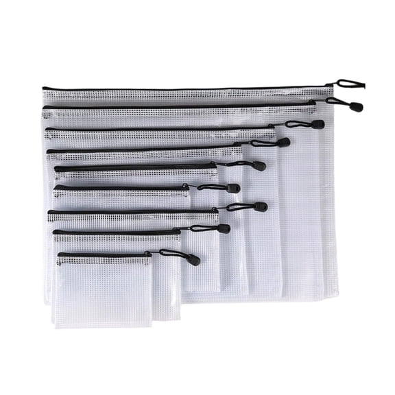 9Pcs Portable File Envelope Bag Zippered Document Storage Pouches Water Resistant PVC File Organiser for Office School