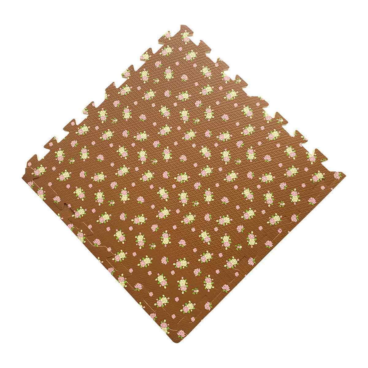 9Pcs Printed Flower Grain Floor Foam Puzzle Mat, Eva Anti Fatigue Extra Thick Children Exercis