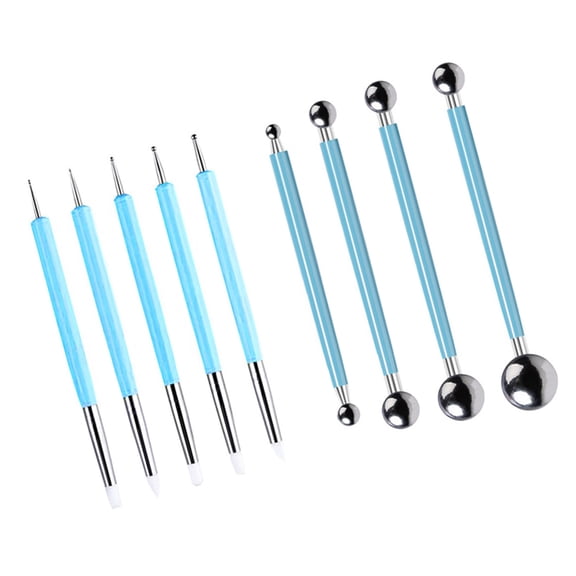 9Pcs Double Head Pottery Texturing Tool with Stainless Steel Tip Double Ended Clay Dotting Tool for Engraving Detailing