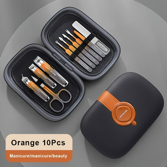 9Pcs Professional Nail Clipper Set Beautifully Packaged Travel Kit Nail Clipper Set Portable Complete Second Opening Nail Art To (Orange)