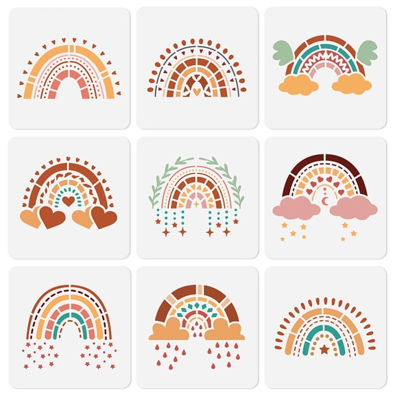 9Pcs Rainbow Stencils