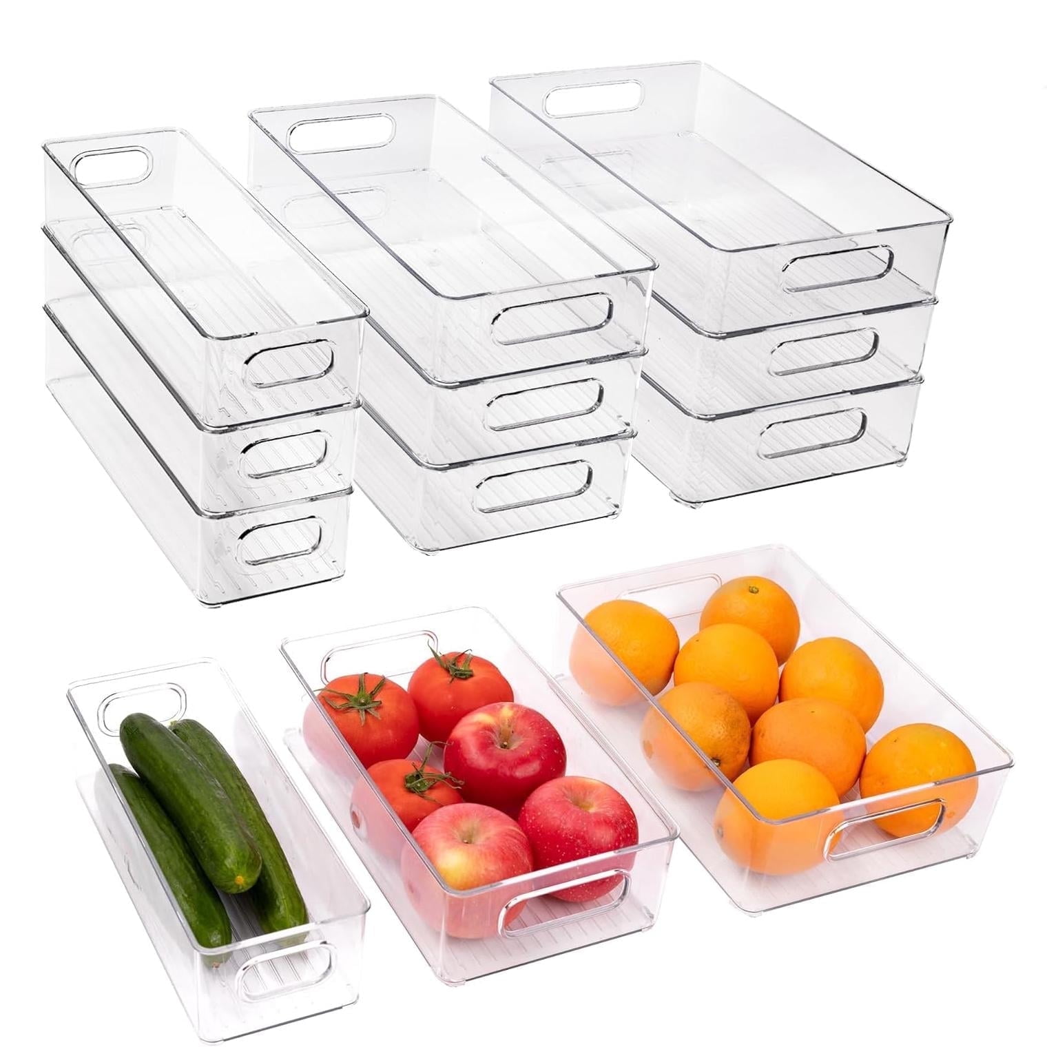 9Pcs Refrigerator Organizer Bins, 3 Sizes Stackable Clear Pantry with ...
