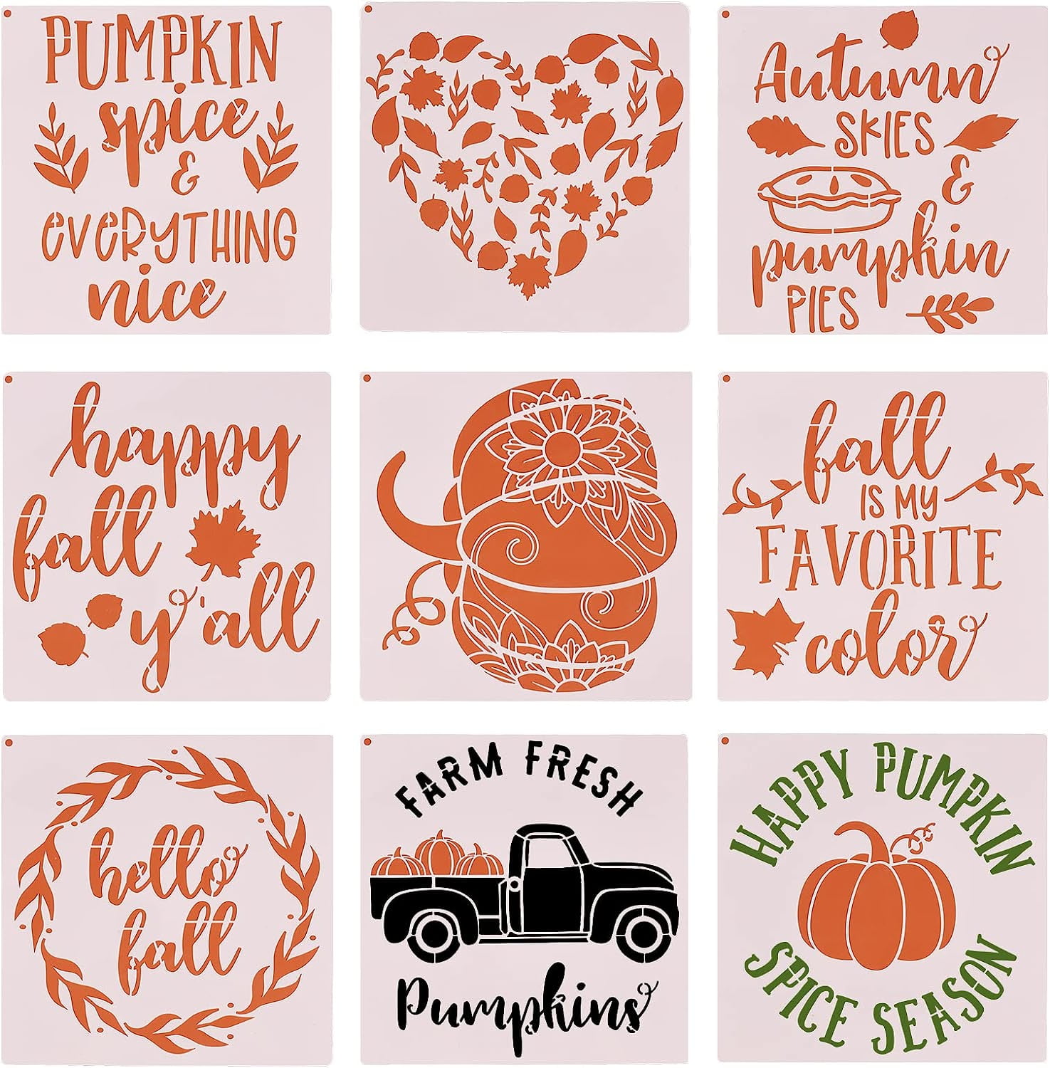  60 Pcs Fall Stencils for Painting on Wood Reusable Fall  Painting Stencil 3 x 3 Inch Small Stencils Pumpkin Leaf Art Farmhouse  Stencils Autumn Templates for Kids Thanksgiving DIY Crafts