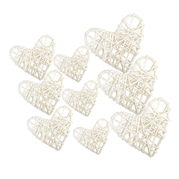 9Pcs Rustic Heart Wicker Balls for DIY Vase And Bowl Filler Ornaments, Decorative Spheres Balls Perfect for Decorations - White, as described