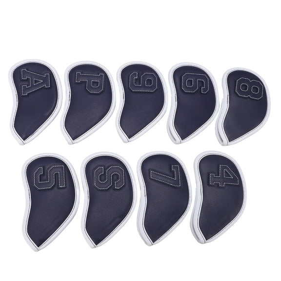 9Pcs/Set Golf Iron Head Covers Waterproof Sunscreen Golf Iron Covers Big Figures Protective SleevesBlue