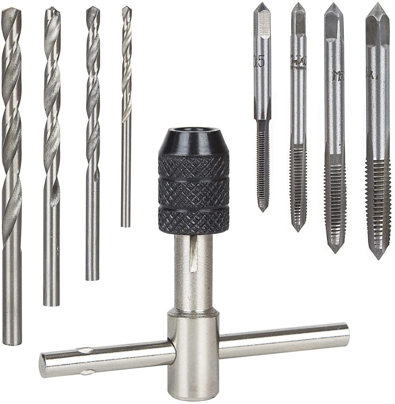 9Pcs Set Screw Taps, Drill And Tap Metric M2 Machuelos Tshaped Wrench