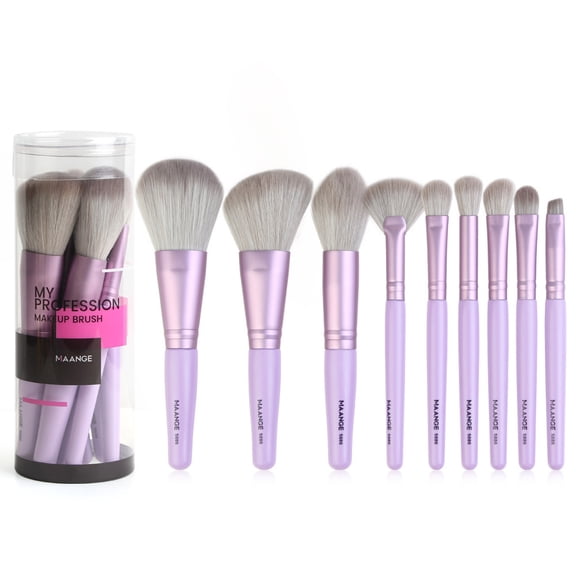 9Pcs/Set  makeup brushes set portable set of brushes loose powder brushes eye brushes makeup tools (purple)
