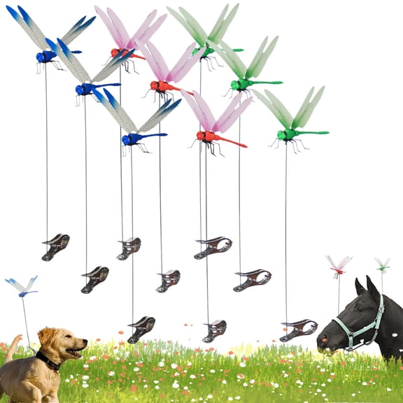 9Pcs Simulated Dragon Fly Clips, 12" Insect Garden Stakes Decor, Durable Metal Wire 3D Dragonfly Clamps for Patio, Lawn, Garden Bird & Fly Scare Devices
