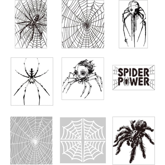 9Pcs Spider Web Iron on Transfer 9 Style DTF Ready to Press Vinyl Iron on Patch Decal Spider Applique Costume Accessories Creative Craft