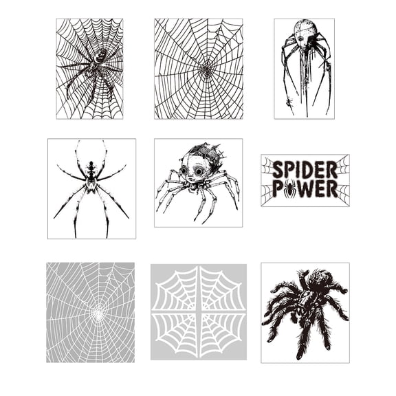 9Pcs Spider Web Iron on Transfer 9 Style DTF Ready to Press Vinyl Iron on Patch Decal Spider Applique Costume Accessories