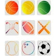 thumbnail image 1 of 9Pcs Sports Ball Stencils (Basketball Soccer Bowling Baseball Rugby Golf Volleyball) 20x20cm Mylar Template Paint Wood Chalk Signs for Wall Wood Paper Fabric DIY Craft Decor for DIY, 1 of 7