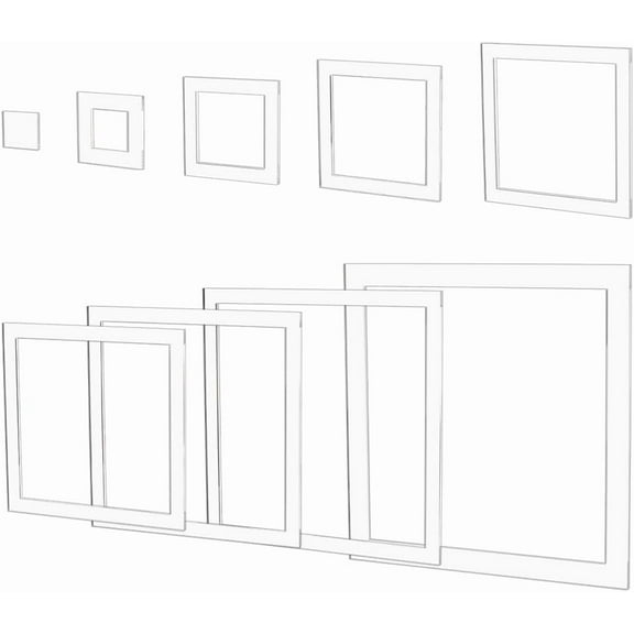 9Pcs Squares Router Templates 9.8/8.5/7.4/6.5/5.5/4.5/3.5/2.5/1.4 Inch Transparent Acrylic Tracing Template Router Inlay Template for Woodworking Craft Clear DIY