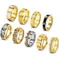 thumbnail image 1 of 9Pcs Stainless Steel Band Rings for Men Women Cool Fidget Spinning Chain Ring Anxiety Relief Fashion Simple Wedding Engagement Black Ring Set, 1 of 7