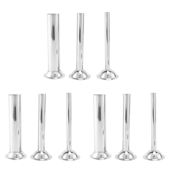 9Pcs Stainless Steel Sausage Stuffer Filling Tubes Funnels Nozzles Spare Parts Filler Tube, Base Diameter:58mm