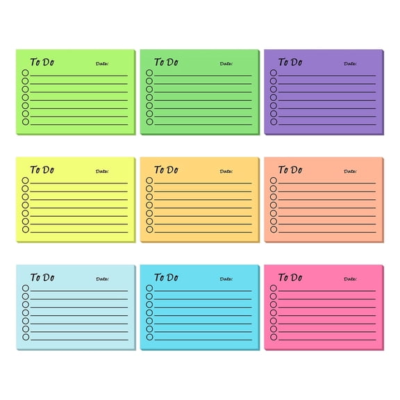 9Pcs Sticky Notes Pads 4x2.7in Colored Sticky Notes Wide Lined Pocket Memo Pads Self-ashesive Writing Pad 50 Sheets/Pad