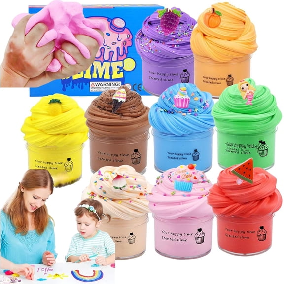 9Pcs Super Clay Slime DIY Soft & Squishy Clay Scented Butter Slime Sensory Clays for Girls and Boys, Non-Sticky Stress Relief Toy, Birthday Gift and Party Favors Christmas Party Supplies